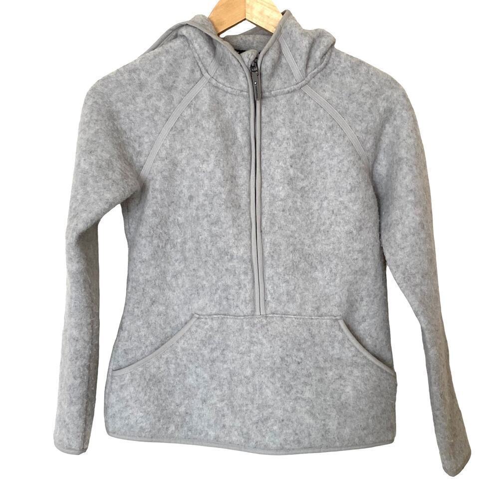 SMARTWOOL Hudson Trail Fleece Anorak Hooded Pullover in Ash Heather,Size X-Small